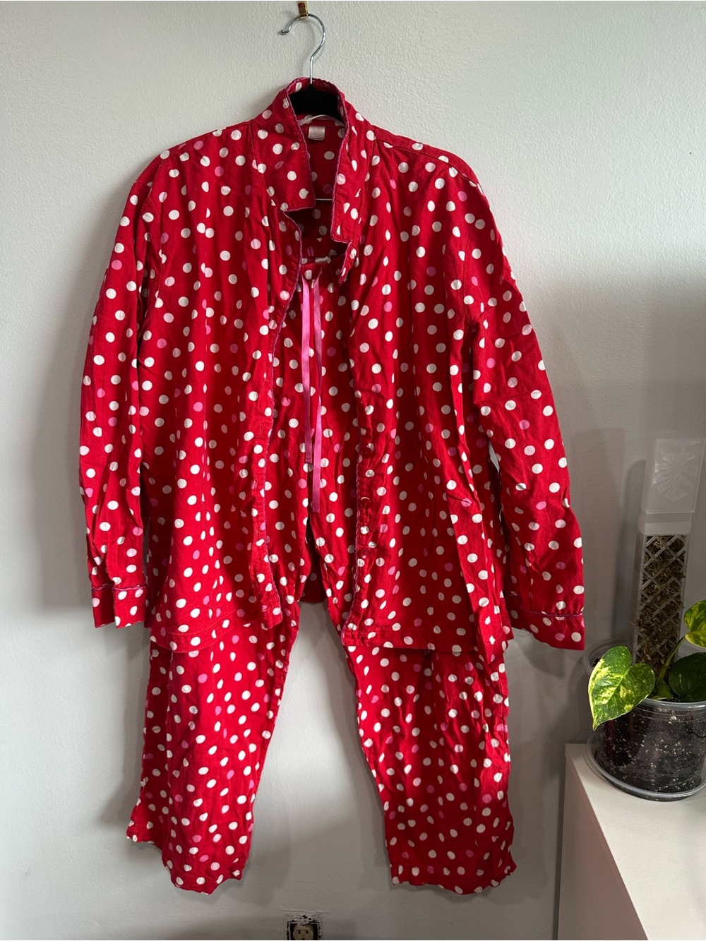 Victoria’s Secret Red Polka Dot flannel Pajama Set